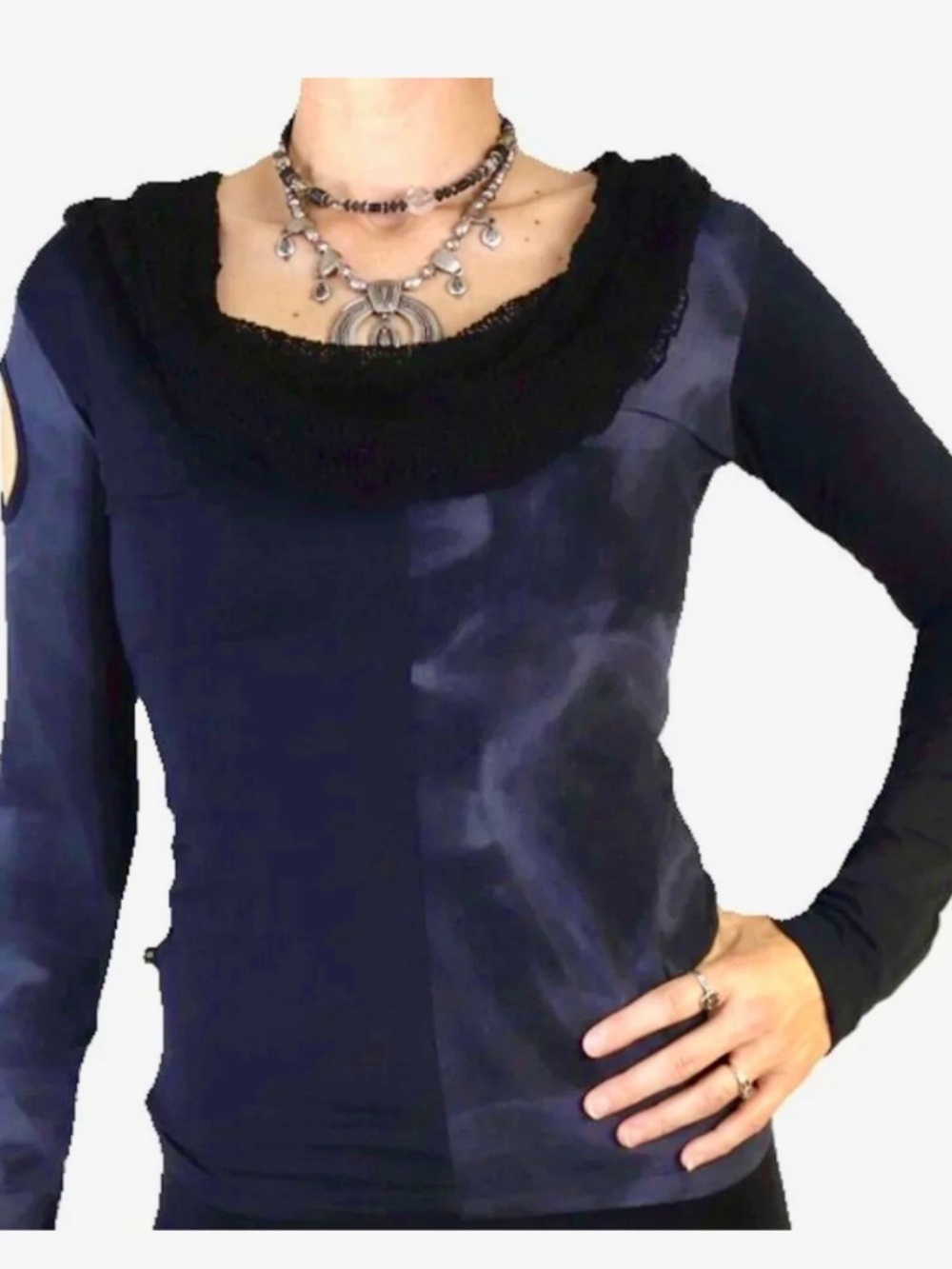 Psylo Gemini RMX Long Sleeve Top Knit Cowl Neck